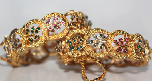 Gilded Bloom Enamel Bangles